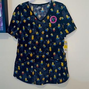 Size small despicable me scrub top and matching navy pants
